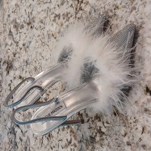 Steve Madden Alexis-R Feather and Rhinestone Slingback Pumps Multi Sizes NEW